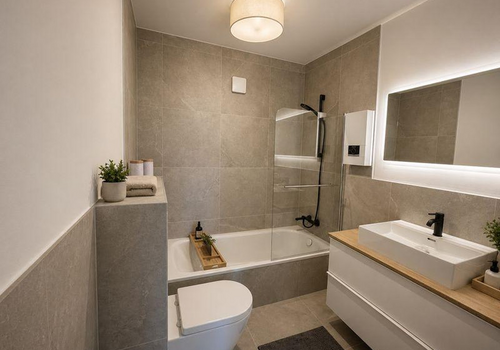 Badezimmer KI möbliert