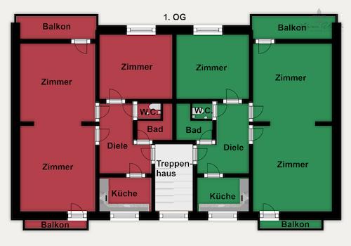 Grundriss Farbig - 1. OG