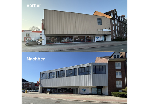 Gebäudefront vorher/nachher