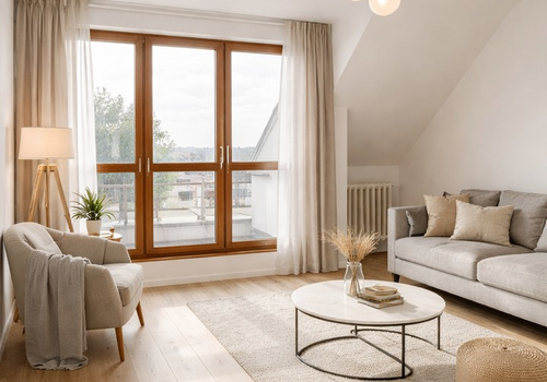 Wohnzimmer mit Dachterrasse