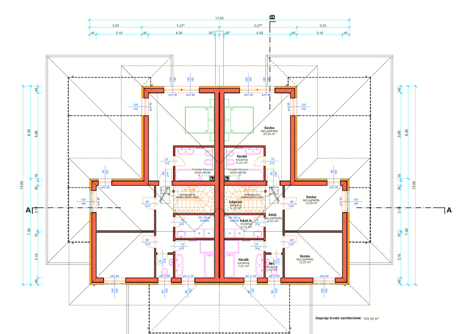 Beispiel Plan Obergeschoss Doppelhaus