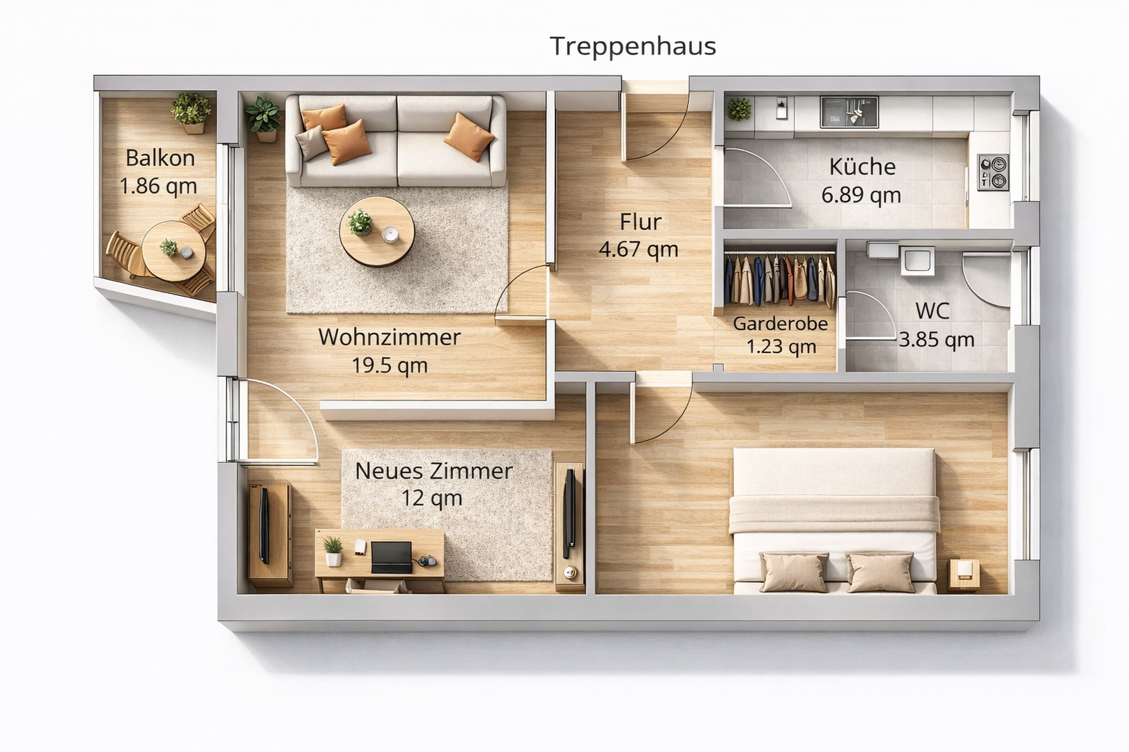 Grundriß -3-Zimmer Option