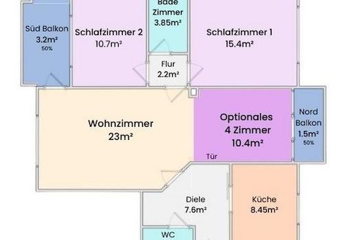 Grundriss: 4 Zimmer Option