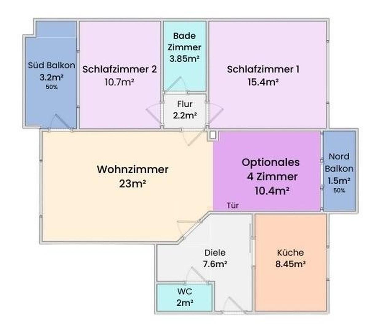 Grundriss: 4 Zimmer Option