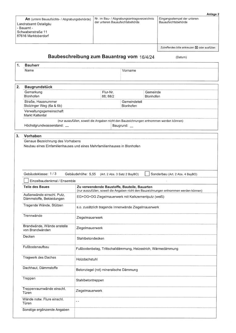 Baubeschreibung Seite 1