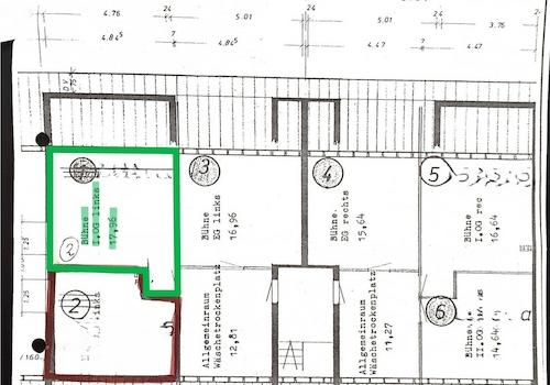 Grundriss des Nebenraums Bühne