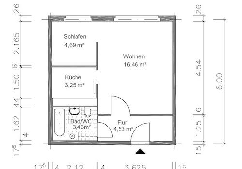 Grundriss mit Maßangaben