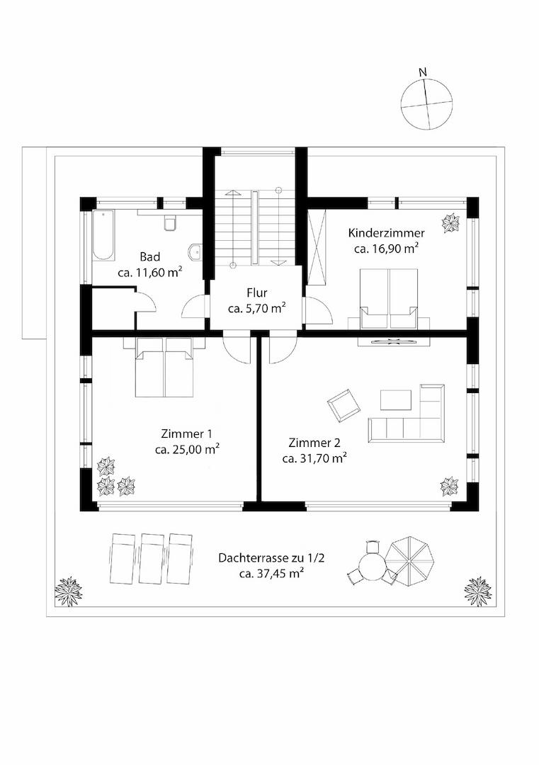 Grundriss Dachgeschoss Variante