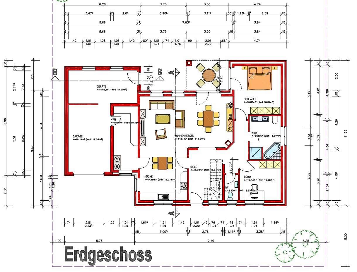 Grundriss EG 8526 Bemaßung