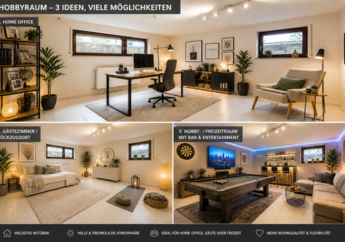 Hobbyraum Visuell möbliert
