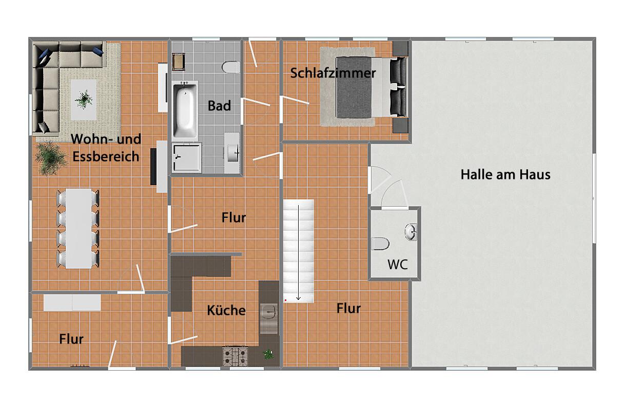 Grundriss Erdgeschoss (nicht maßstabsgetreu)