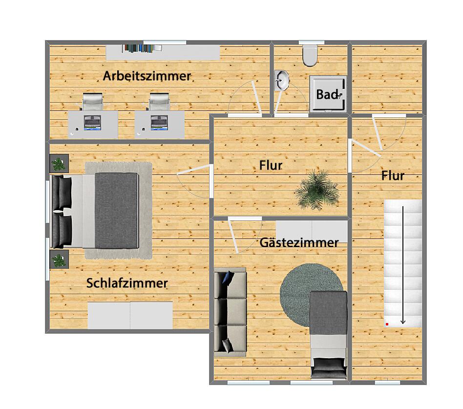 Grundriss Dachgeschoss (nicht maßstabsgetreu)