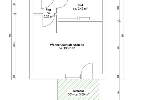Bemaßter Grundriss