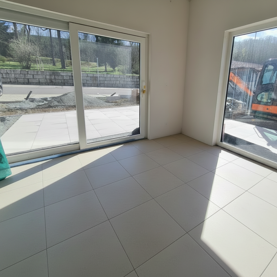 Blick aus dem Wohnzimmer (wird noch gefliest)