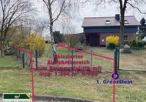 Skizzierter Einfahrtbereich Baugrundstück