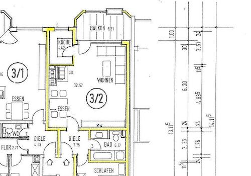 Grundriss mit Bemaßungskette
