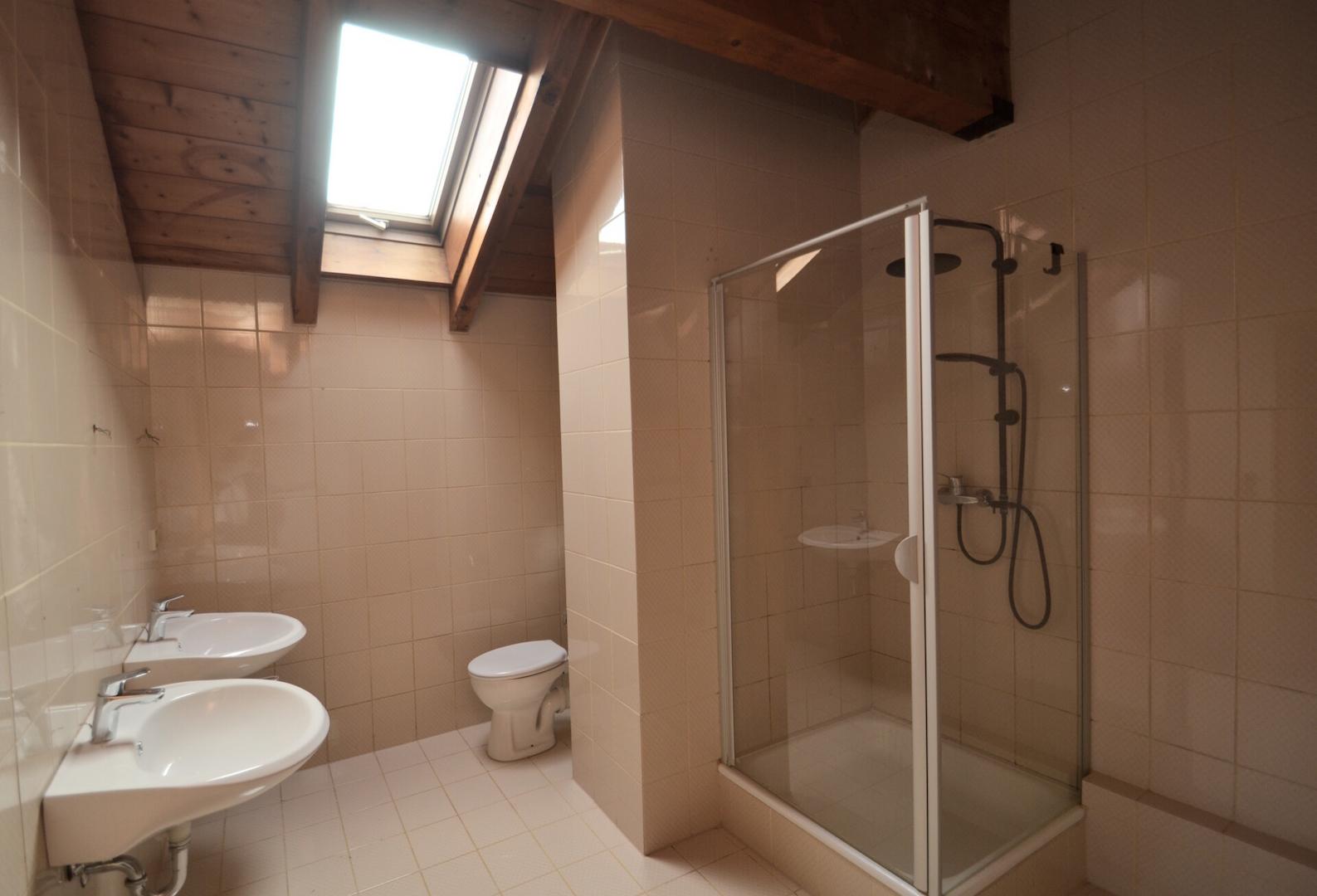 Tageslichtbadezimmer mit Dusche im Dachgeschoss