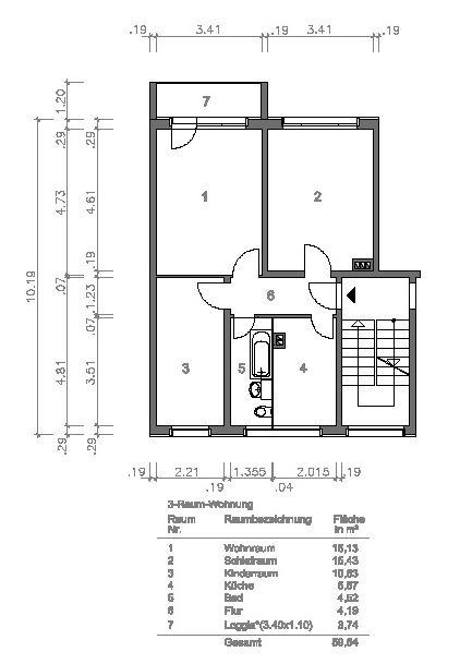 Grundriss  bemaßt
