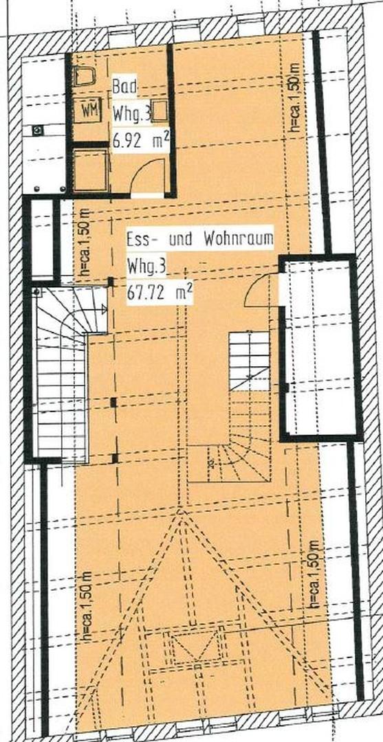 Grundriss Wohn-Essbereich,Bad