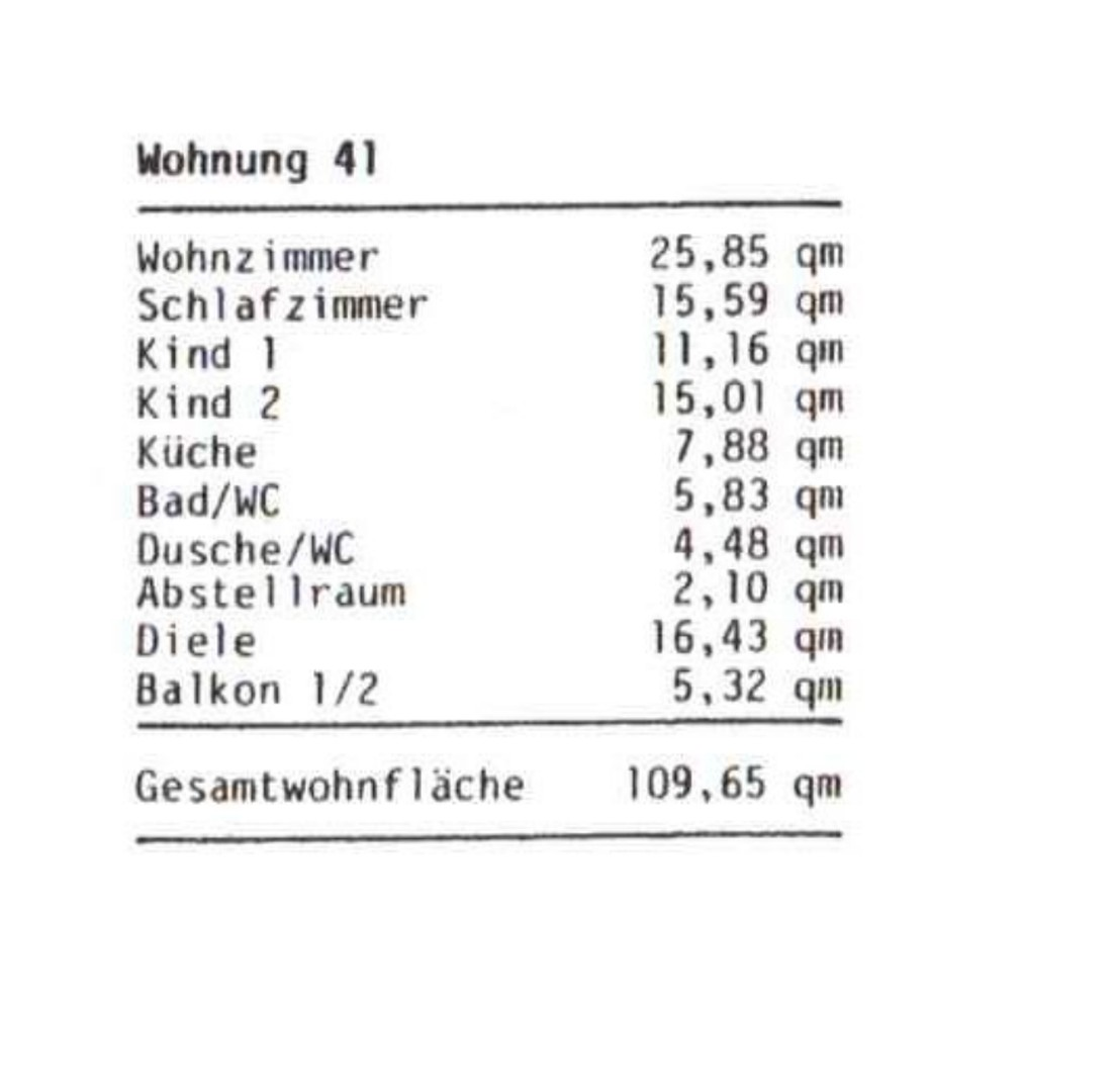 Wohnfläche Wohnung 41