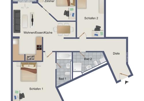 Grundriss 4-Zimmer-Variante