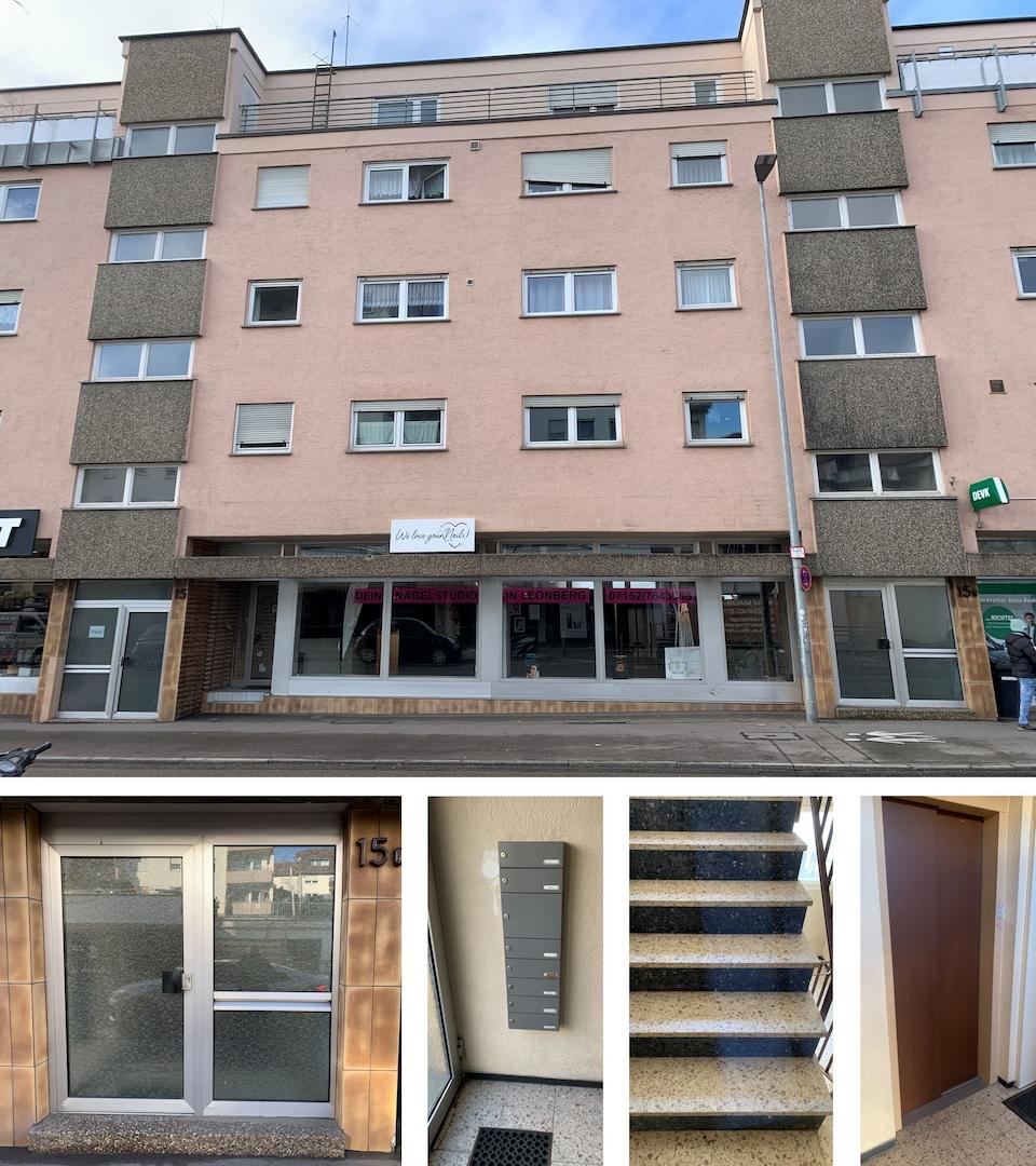 Fassade, Treppenhaus und Personenaufzug