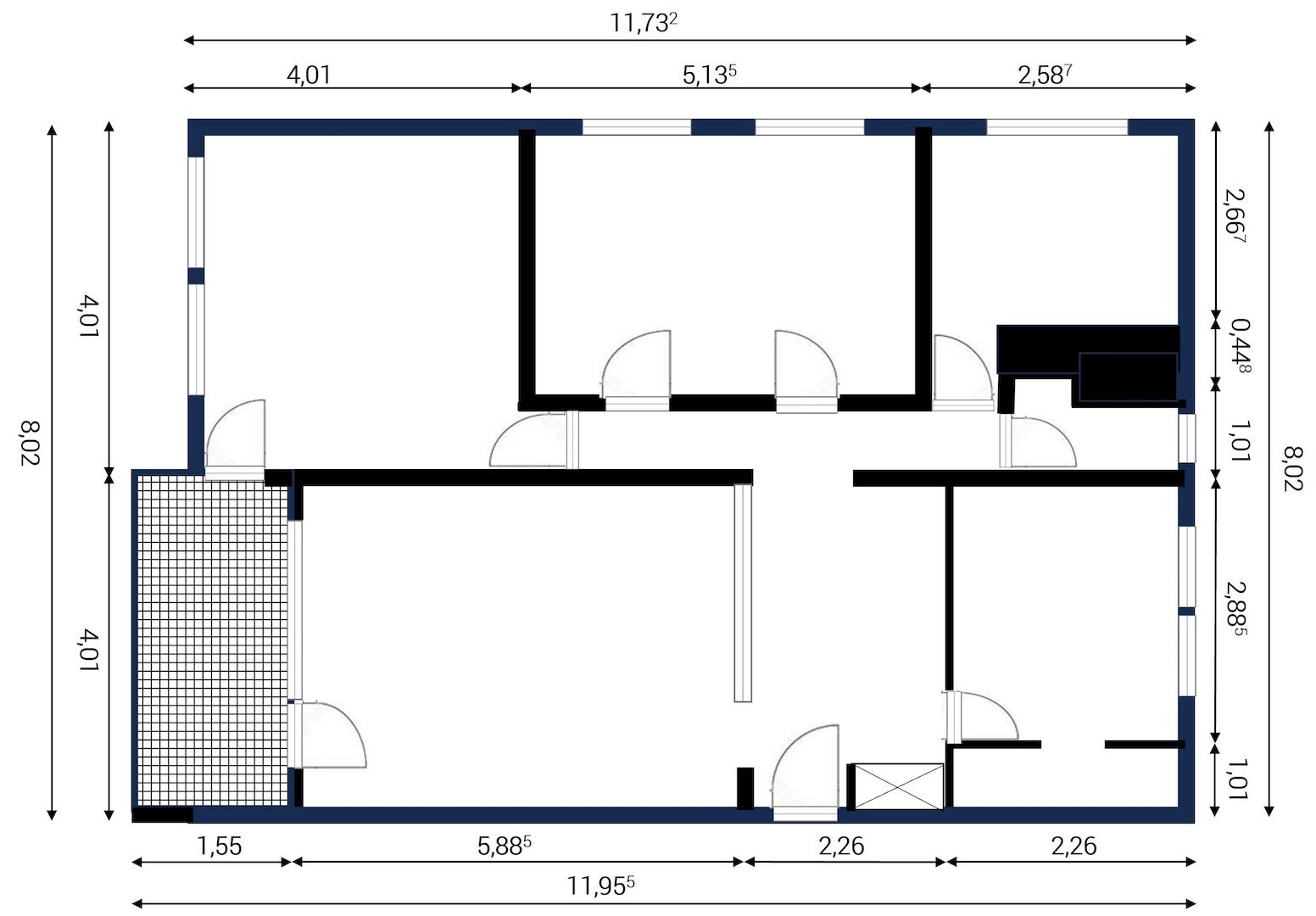 Grundriss mit Maßen