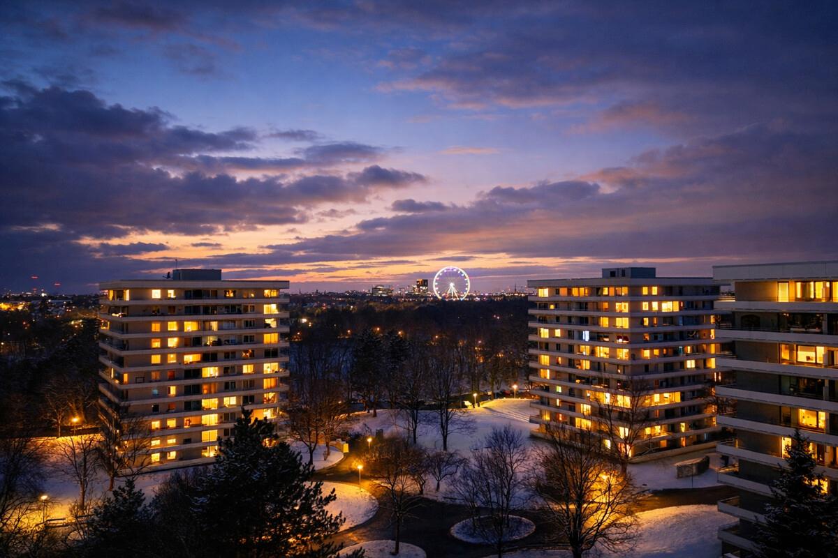 Blick bei Dämmerung