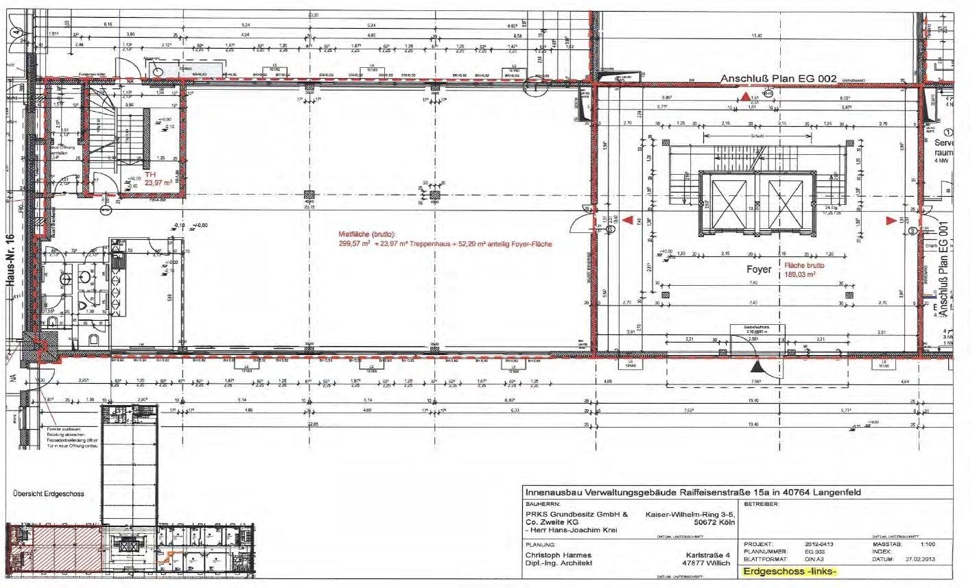 Bauteil B, Beispielgrundriss EG, 1.OG + 2.OG - links