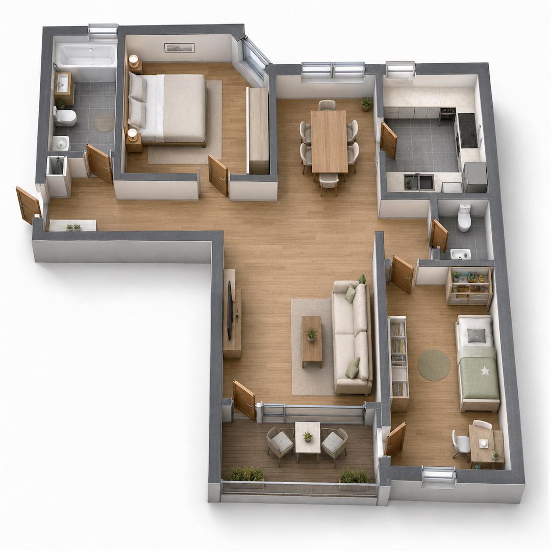 Grundriss WE 8 3D