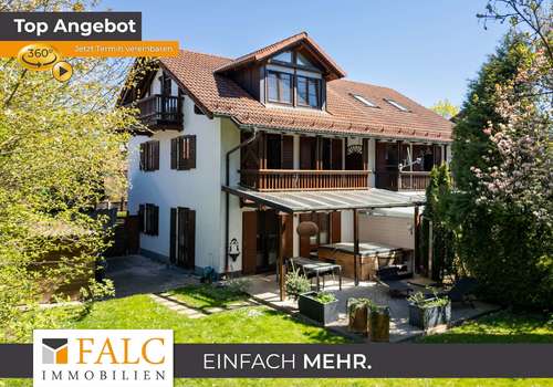 Drohne Gebäude mit Terrasse und Garten