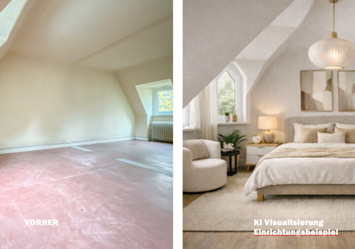 Schlafzimmer unter dem Dach