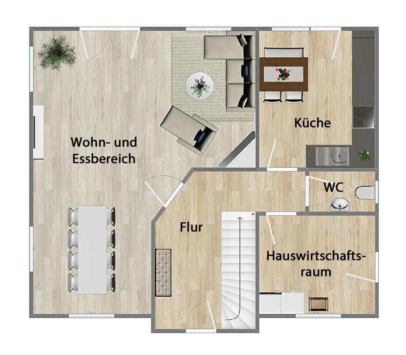 Grundriss Erdgeschoss (nicht maßstabsgetreu)