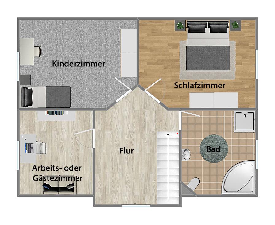 Grundriss Dachgeschoss (nicht maßstabsgetreu)