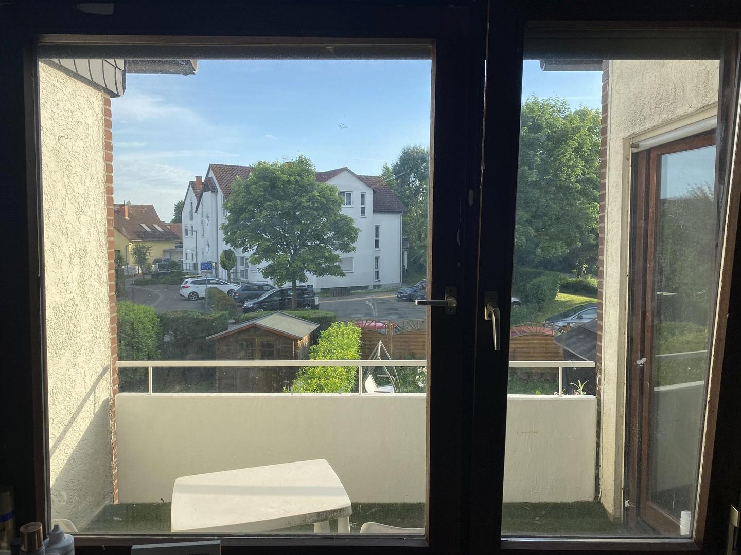 Aussicht auf Garten vom Zimmer
