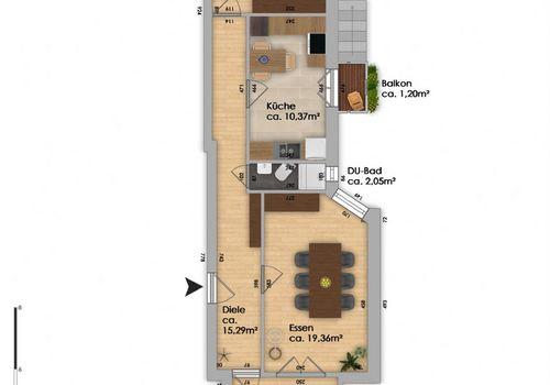 Grundriss der Altbauwohnung
