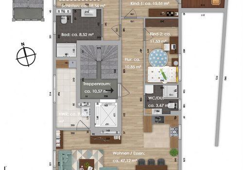 Grundriss Staffelgeschoss (ursprüngliche Planung)