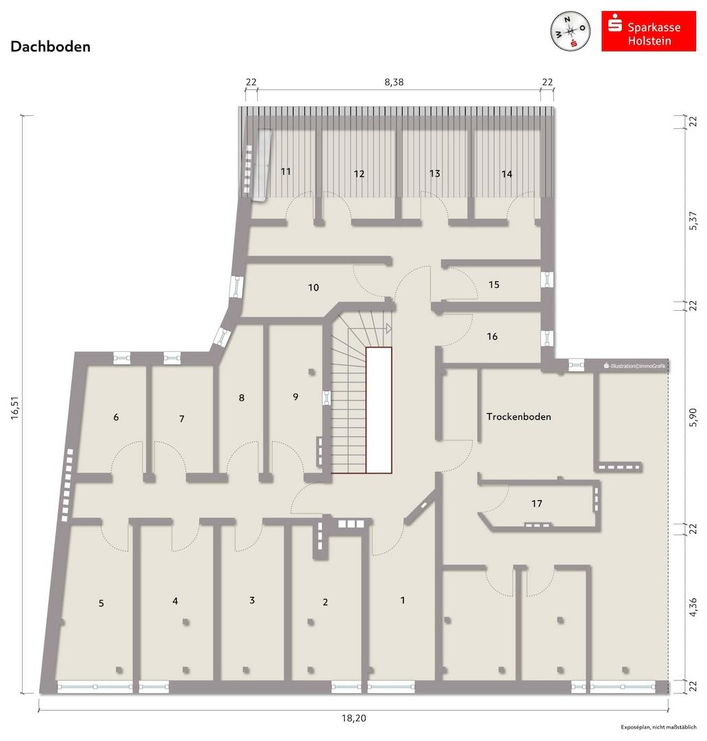 Grundriss Dachboden Nr. 11