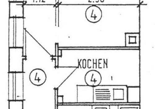 Grundriss: Zimmer, Küche, Bad