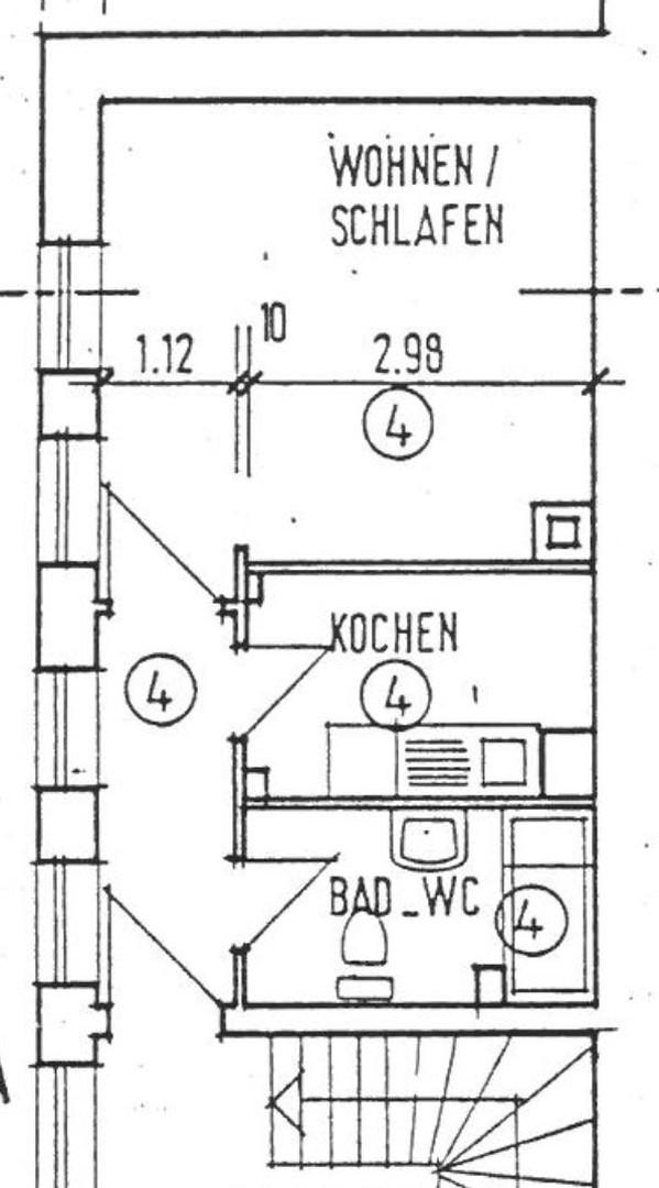 Grundriss: Zimmer, Küche, Bad