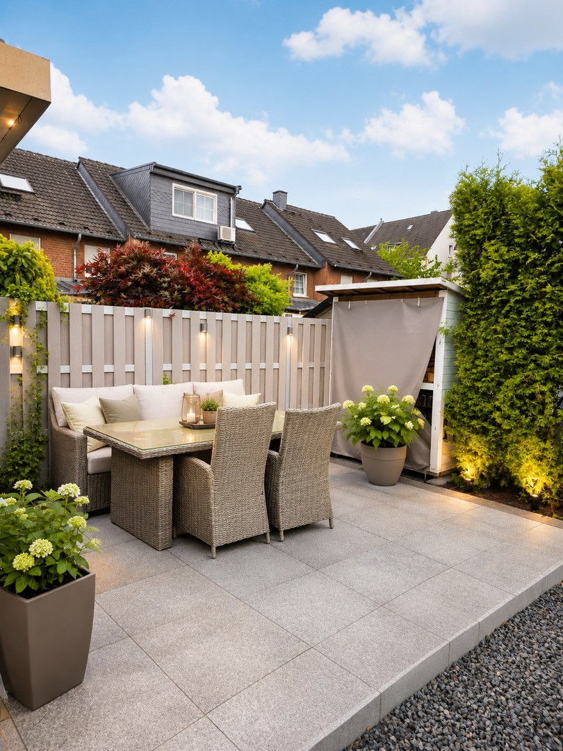 Terrasse neben der Gartenhütte