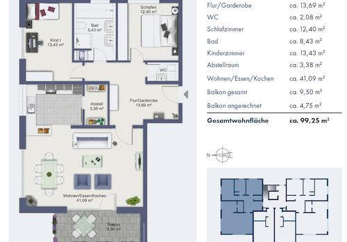 Grundrissplan mit Wohnfläche
