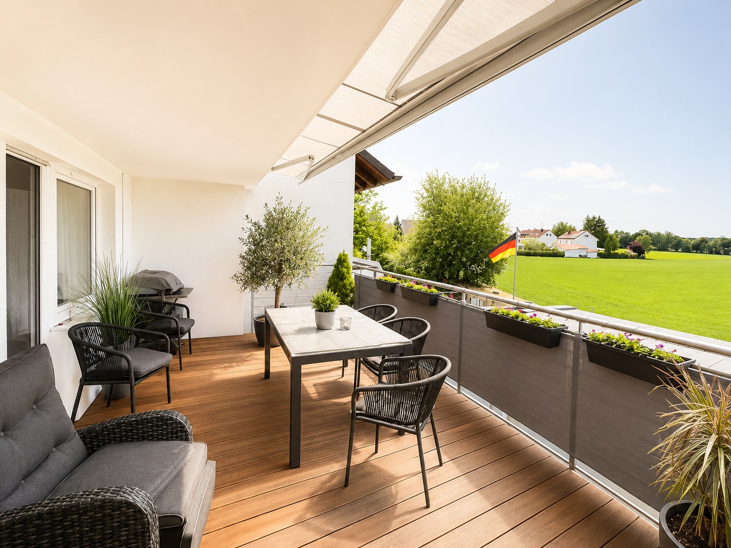 Balkon mit Blick ins Grüne