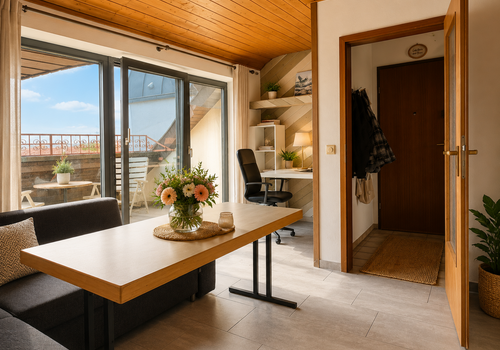 Wohnen/Essen mit Zugang zur Dachloggia