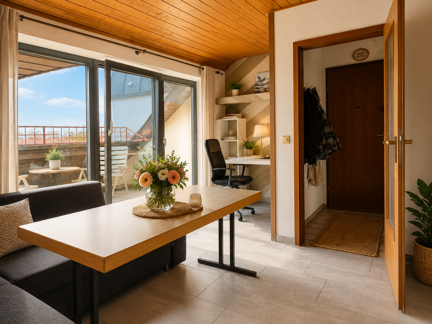 Wohnen/Essen mit Zugang zur Dachloggia