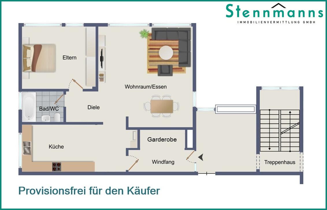 Wohnung im 2. Obergeschoss hinten links