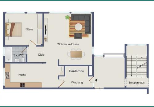 Wohnung im 2. Obergeschoss hinten links