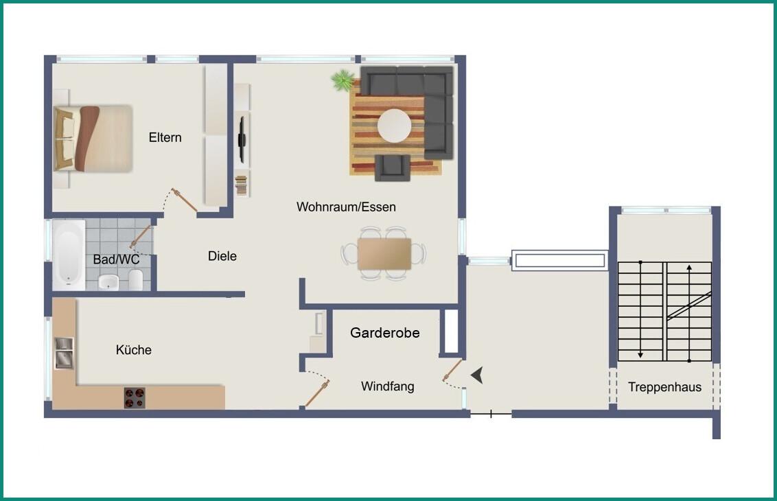 Wohnung im 2. Obergeschoss hinten links