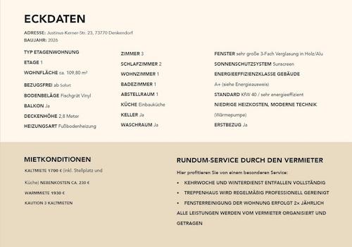 Eckdaten & Inklusivleistungen