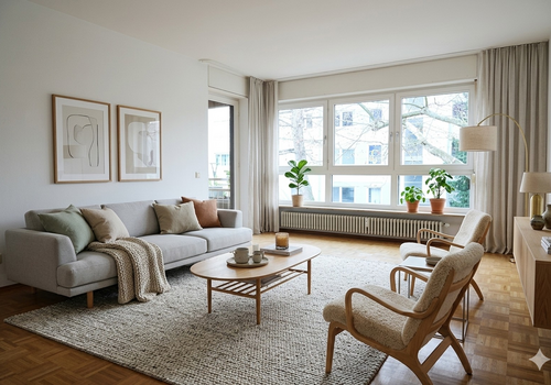 Wohnzimmer virtuell möbliert